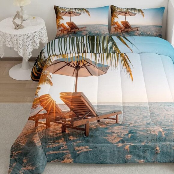 New 2 Piece Beach Vacation Comforter Set • Twin Size - Picture 1 of 4